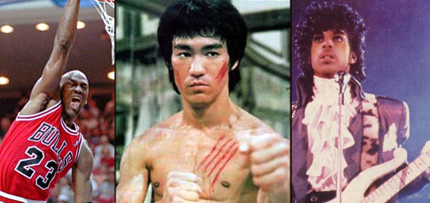 Michael Jordan, Bruce Lee, Prince